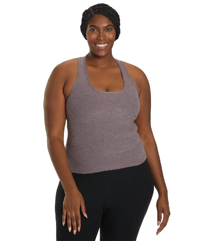 Beyond Yoga Plus Size Spacedye Step Up Racerback Tank Silverberry Heather