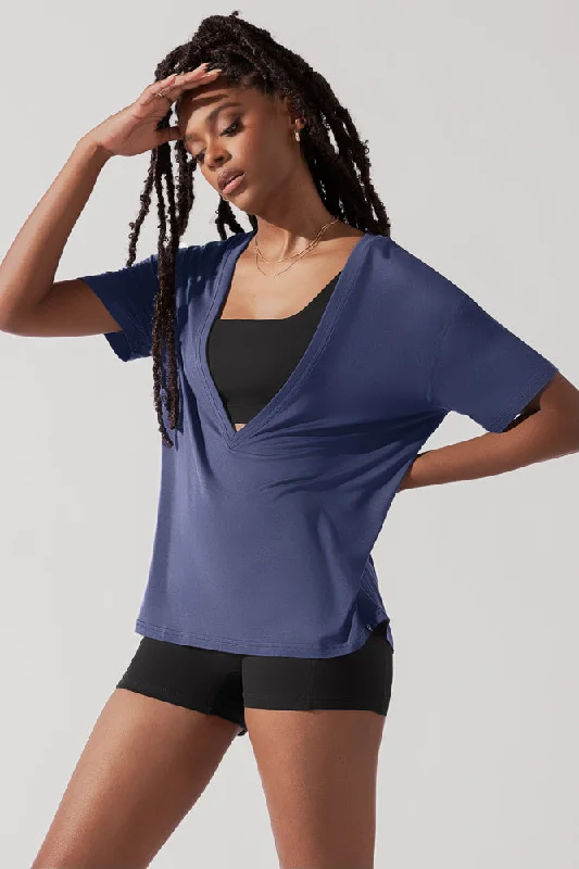 Daring Deep V Tee - Dark Navy