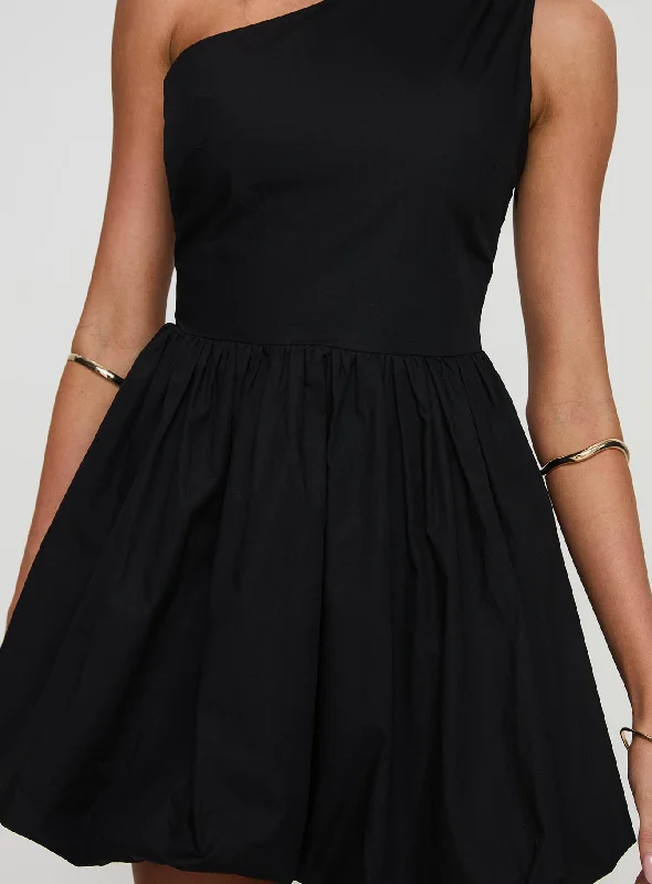 Debut Bubble Hem Mini Dress Black