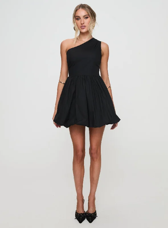 Debut Bubble Hem Mini Dress Black