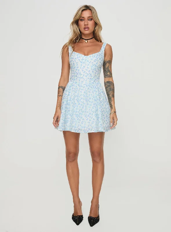 Gozette Mini Dress Blue Floral