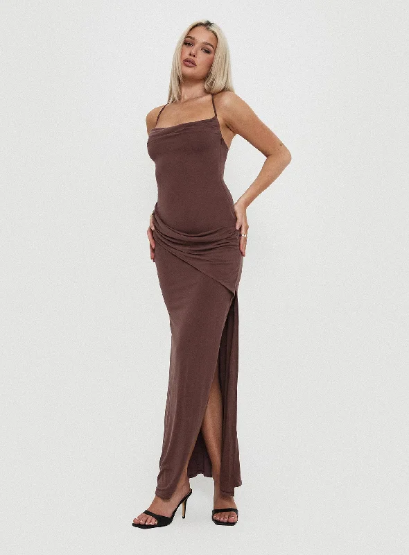 Marchesi Cupro Maxi Dress Chocolate