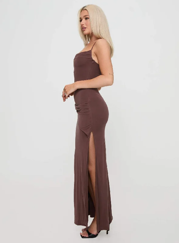 Marchesi Cupro Maxi Dress Chocolate