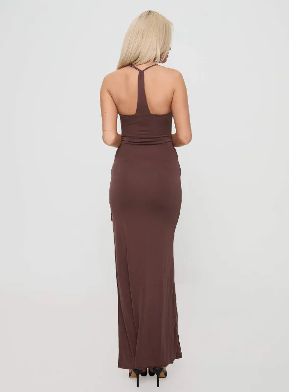 Marchesi Cupro Maxi Dress Chocolate