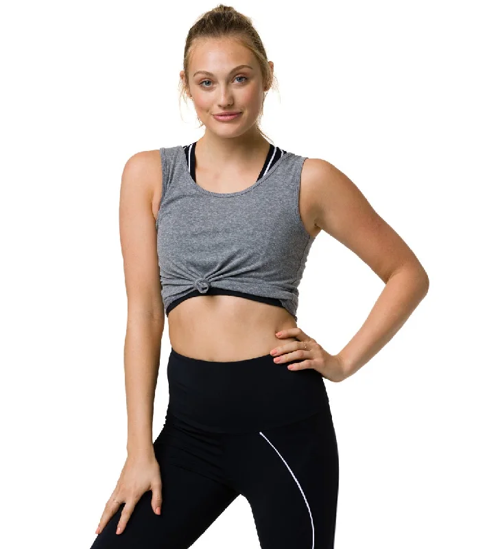 Onzie Knot Yoga Crop Top Heather Grey