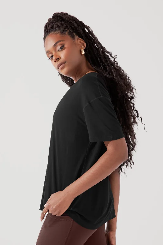 Daring Deep V Tee -  Black