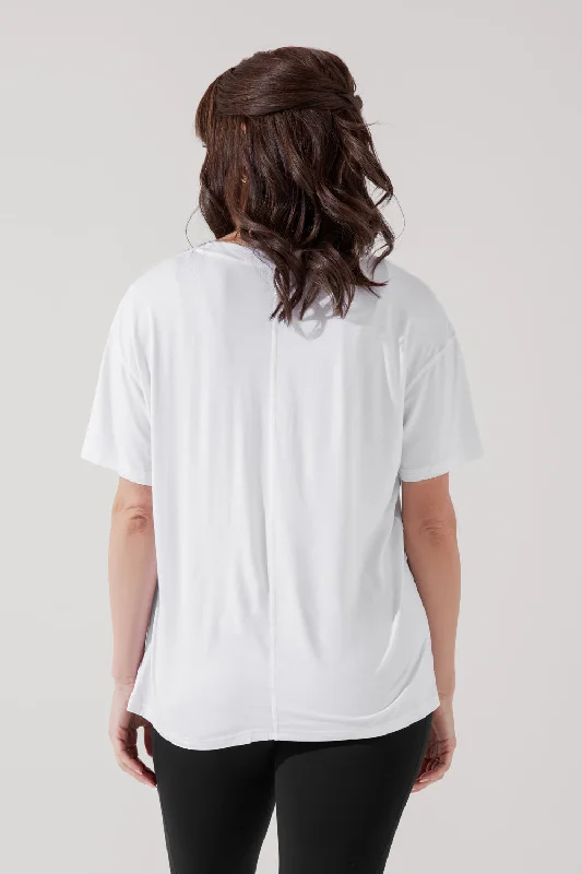 Daring Deep V Tee - White