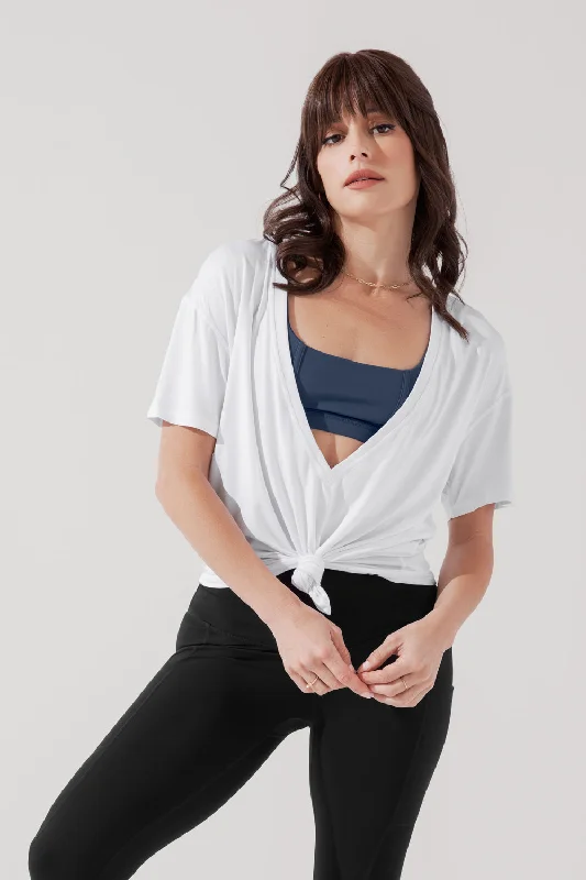 Daring Deep V Tee - White