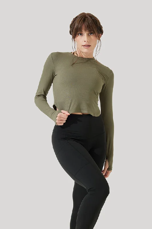 Refine Long Sleeve Top  - Dark Olive