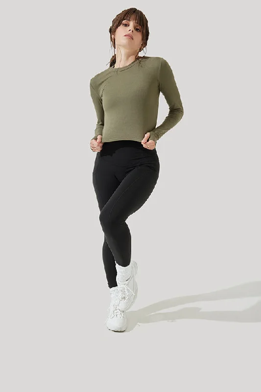 Refine Long Sleeve Top  - Dark Olive