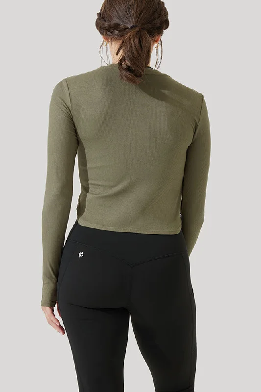 Refine Long Sleeve Top  - Dark Olive