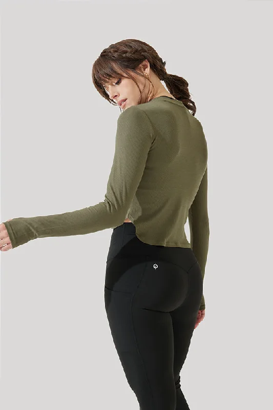 Refine Long Sleeve Top  - Dark Olive