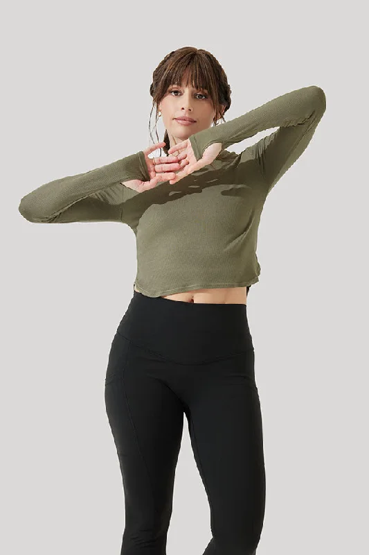 Refine Long Sleeve Top  - Dark Olive