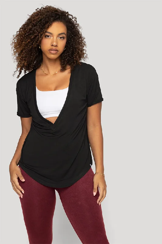 Reversible Deep V Tee - Black