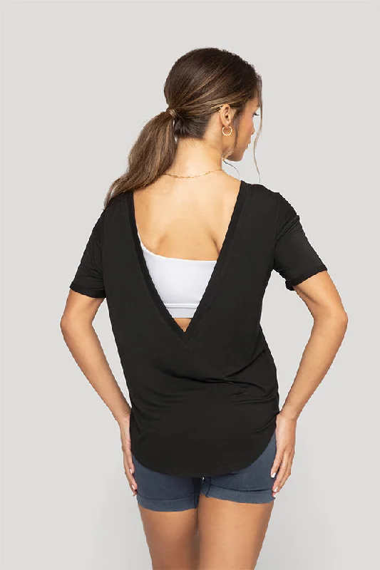 Reversible Deep V Tee - Black