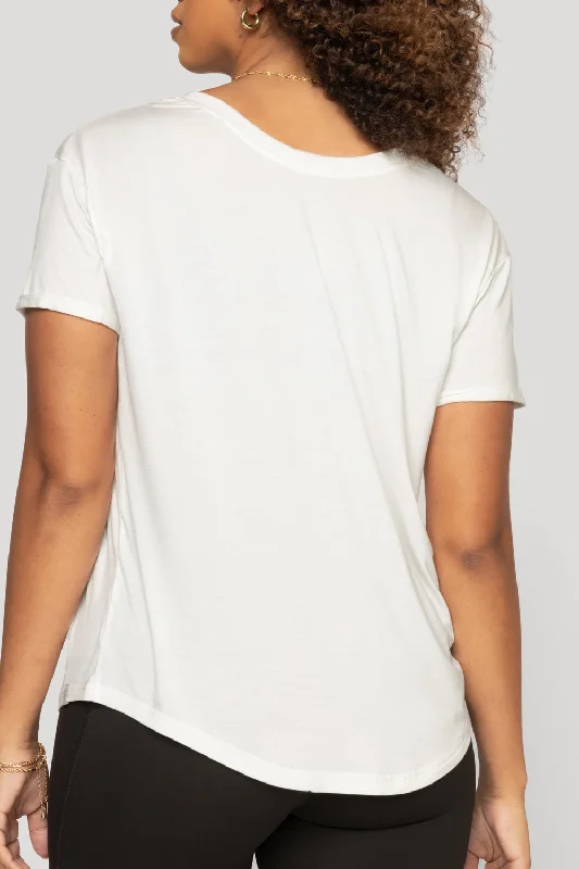 Reversible Deep V Tee - Cloud Dancer