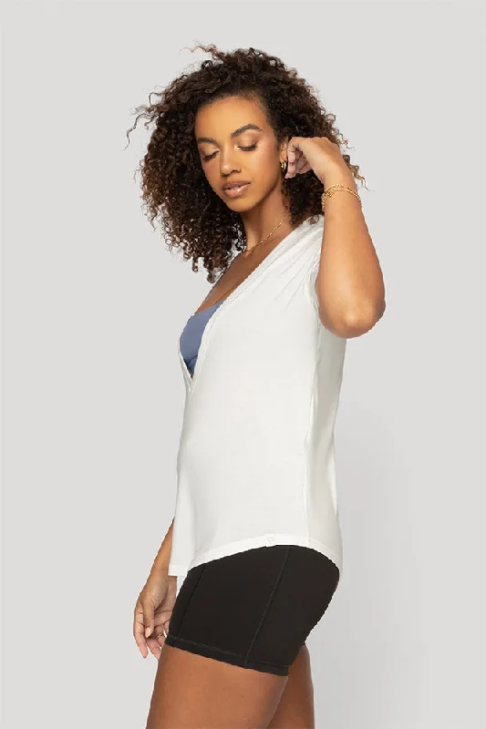 Reversible Deep V Tee - Cloud Dancer