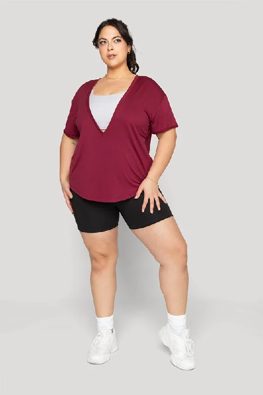 Reversible Deep V Tee - Sangria