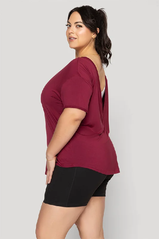 Reversible Deep V Tee - Sangria