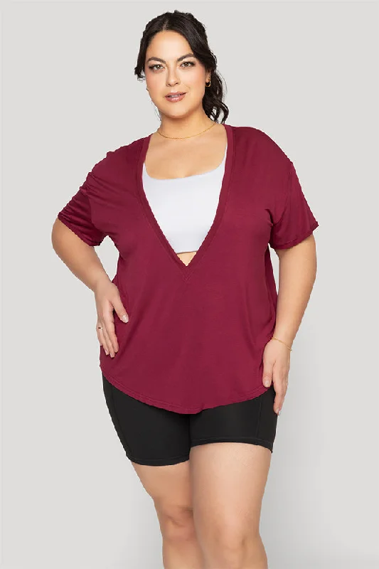 Reversible Deep V Tee - Sangria