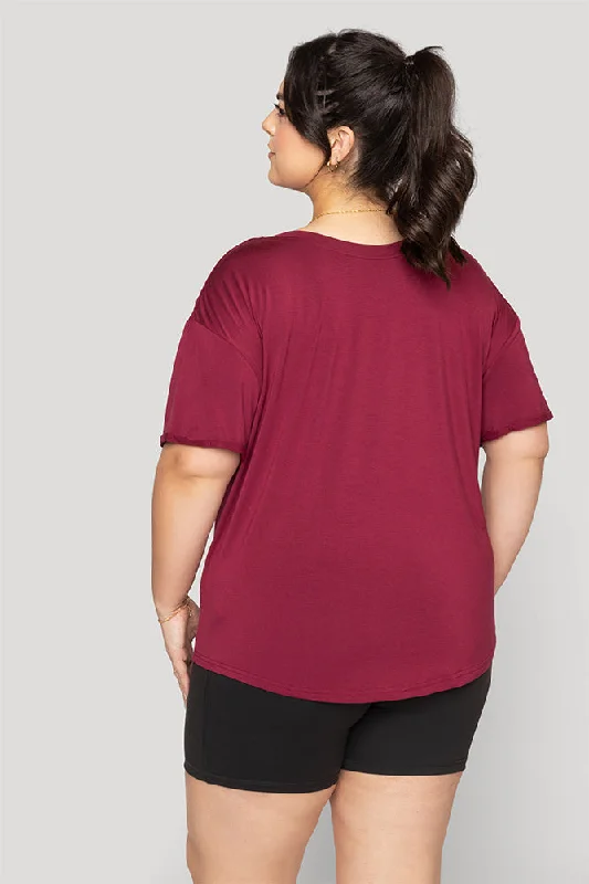 Reversible Deep V Tee - Sangria