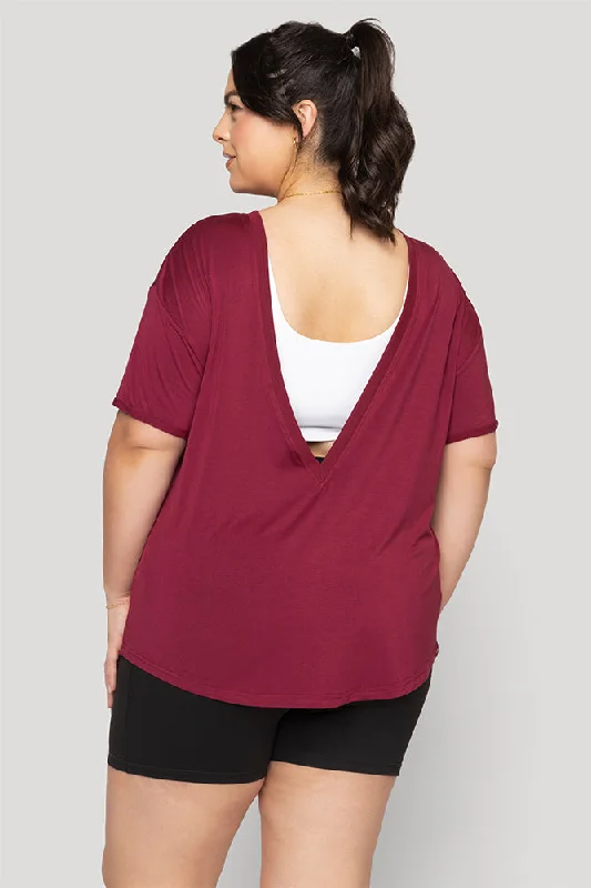 Reversible Deep V Tee - Sangria