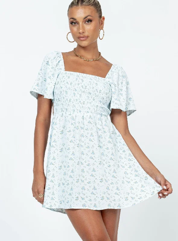 Summer Nights Mini Dress Blue Floral