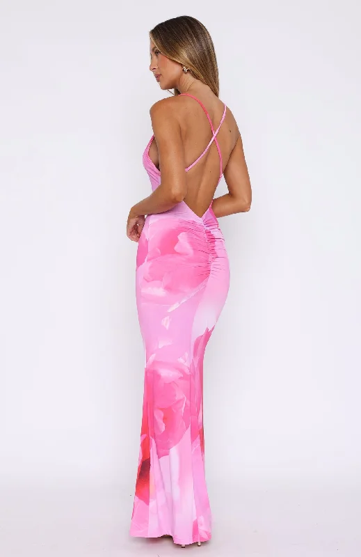 Vacation Vibes Maxi Dress Pink Palms