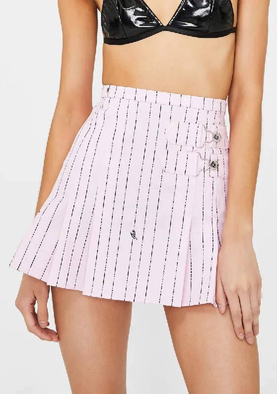 Pink Heather Pinstripe Skirt