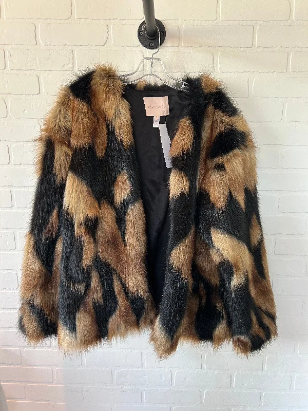 Black & Brown Coat Faux Fur & Sherpa Hutch, Size L