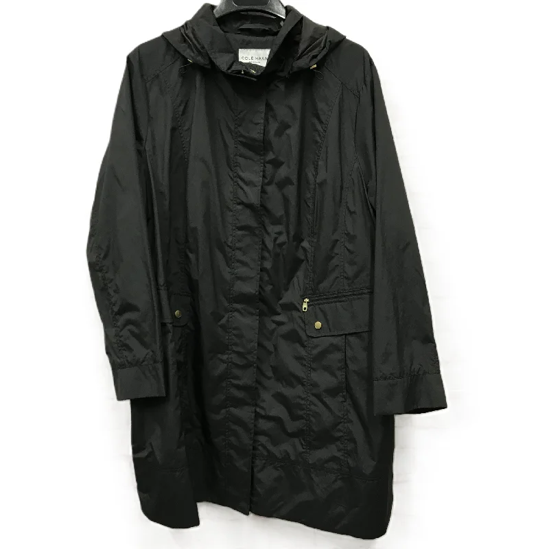 Black Coat Raincoat By Cole-haan, Size: 2x