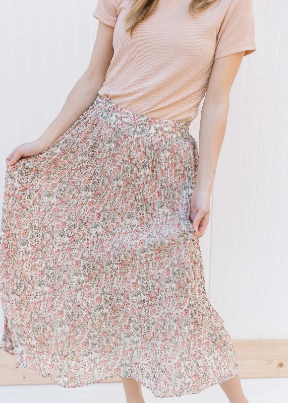 Pink Lotus Pleated Midi Skirt