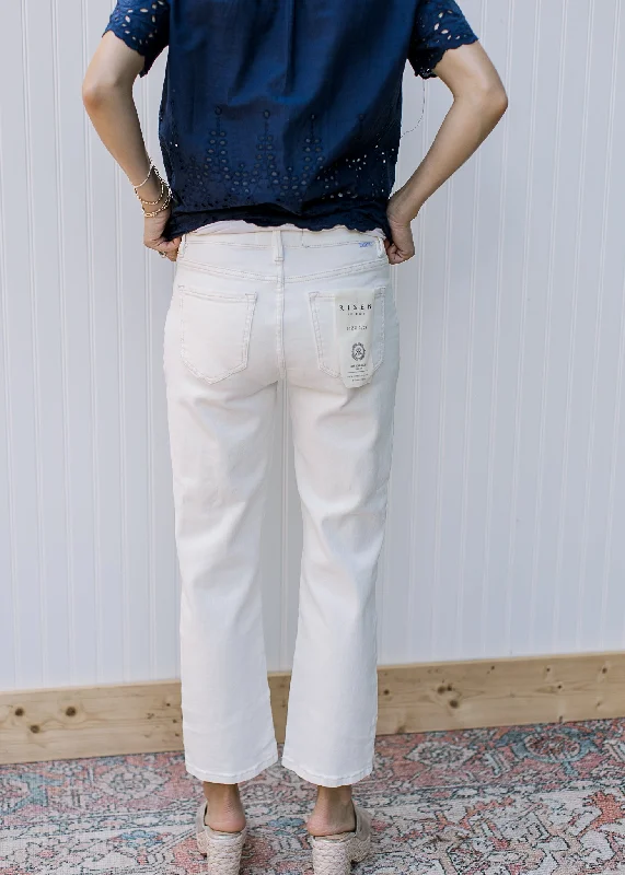 Risen Cream Midrise Straight Crop Pants