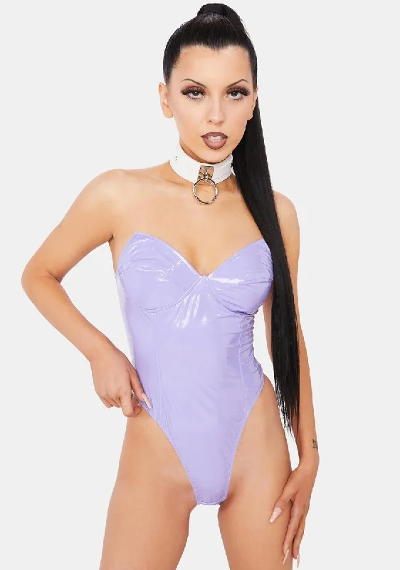 Lavender High Demands Vinyl Bodysuit