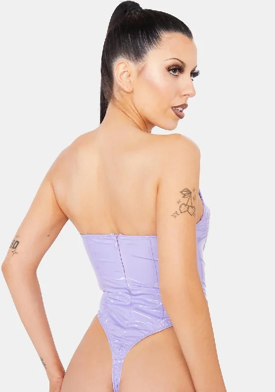 Lavender High Demands Vinyl Bodysuit