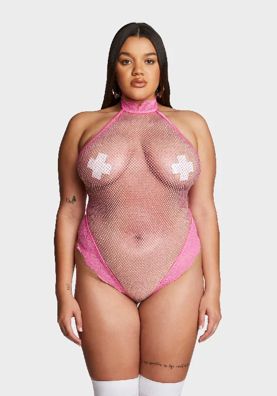 Plus Bling Nights Fishnet Teddy