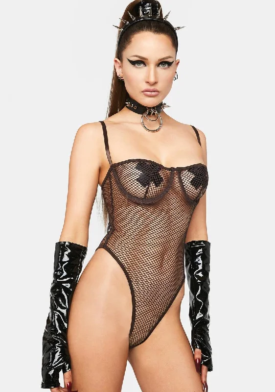 Set The Tone Fishnet Teddy