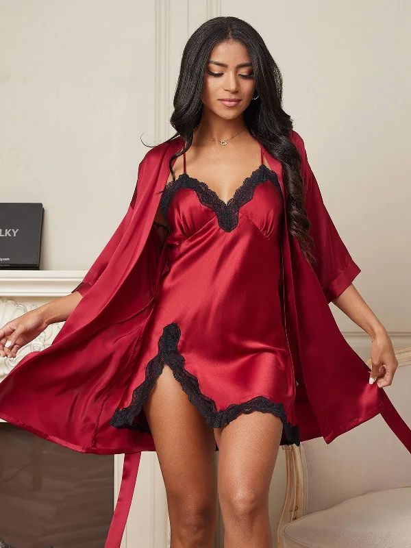 Silk 2-Piece Dressing Gown with Nighgown Set