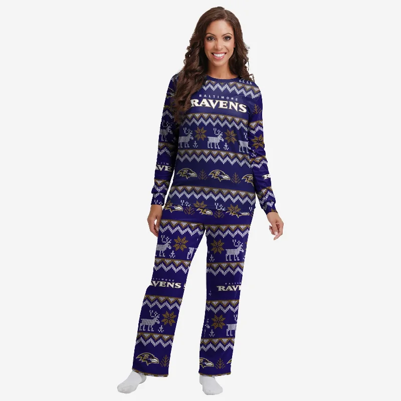 Baltimore Ravens Womens Ugly Pattern Family Holiday Pajamas