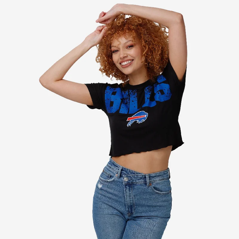 Buffalo Bills Womens Petite Distressed Wordmark Crop Top