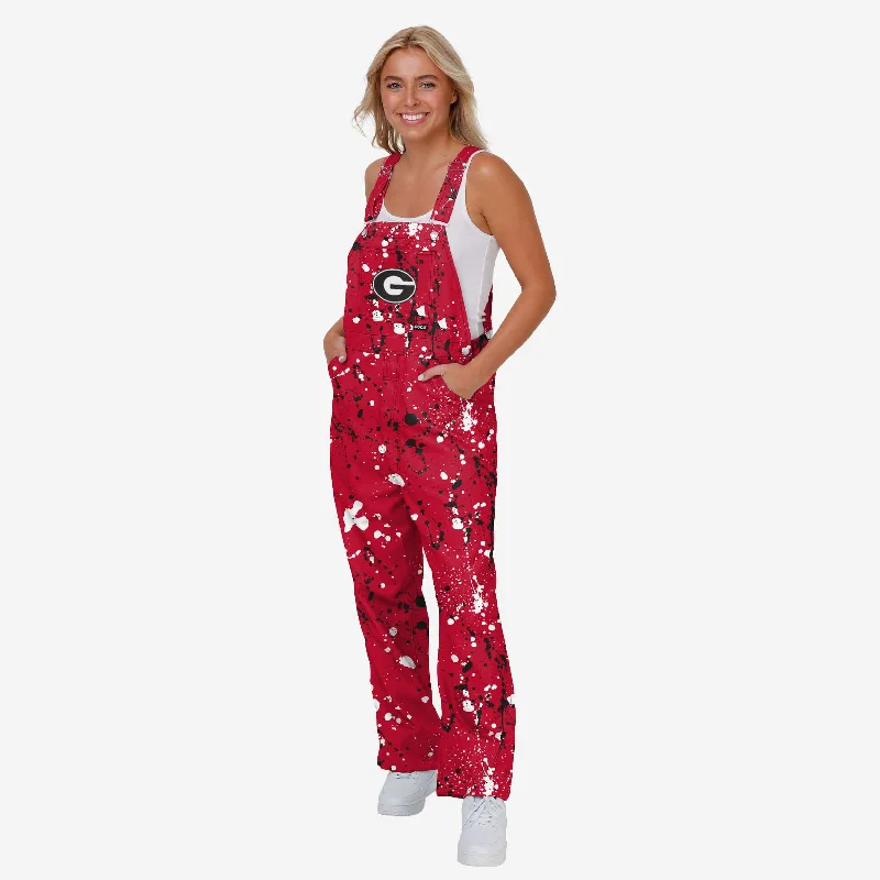 Georgia Bulldogs Womens Paint Splatter Bib Overalls