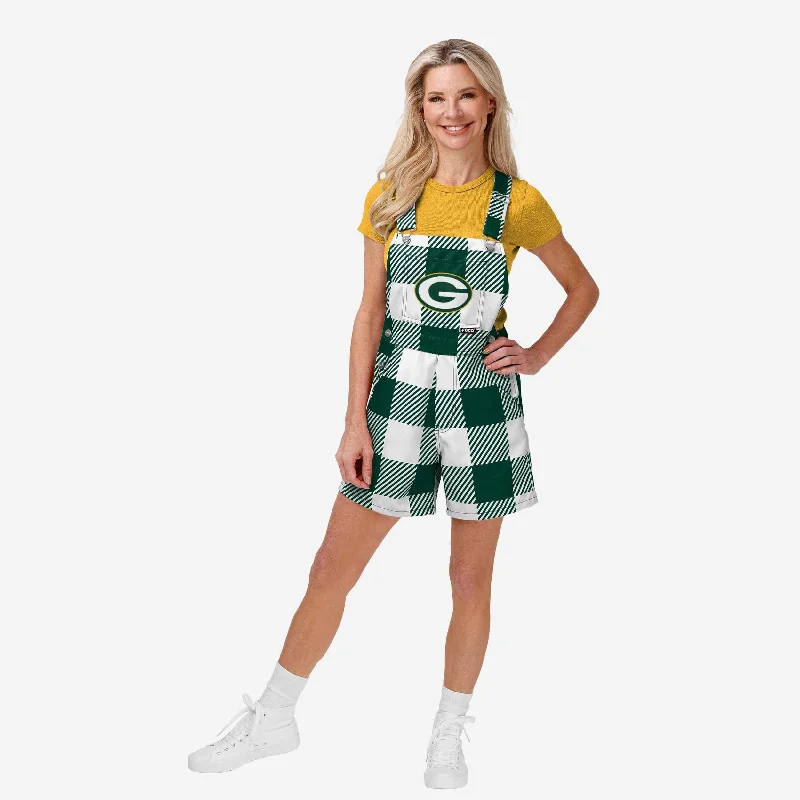 Green Bay Packers Womens Plaid Bib Shortalls