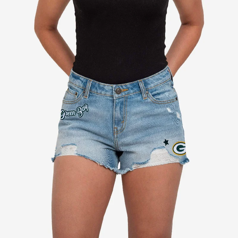 Green Bay Packers Womens Team Logo Denim Shorts