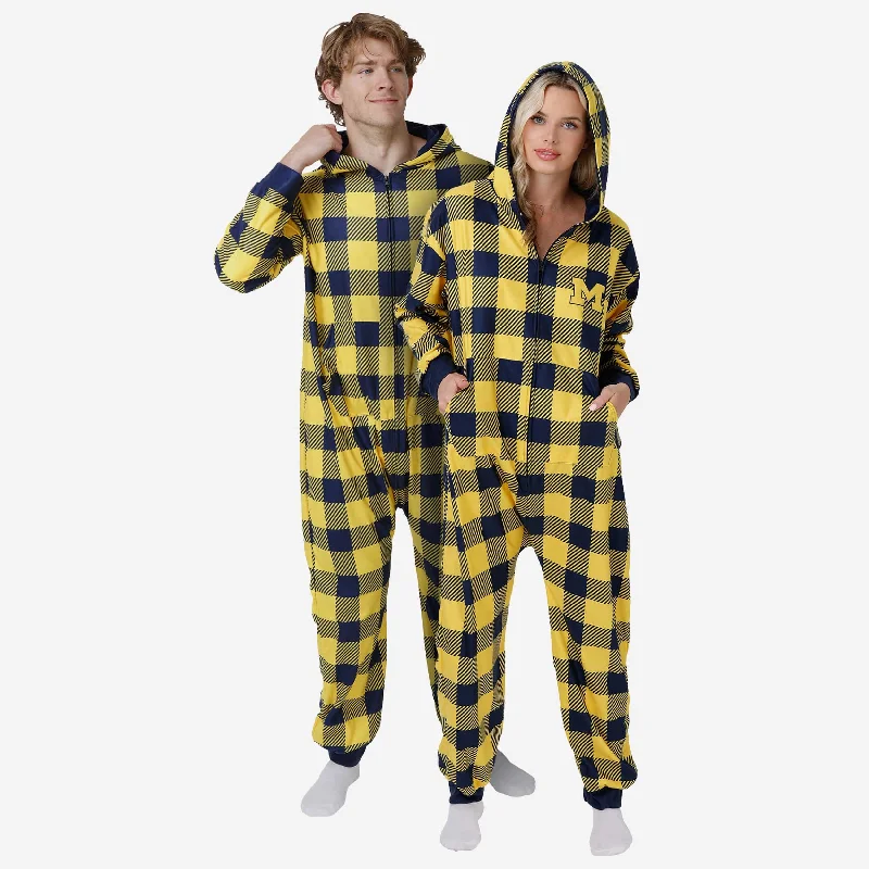 Michigan Wolverines Plaid One Piece Pajamas