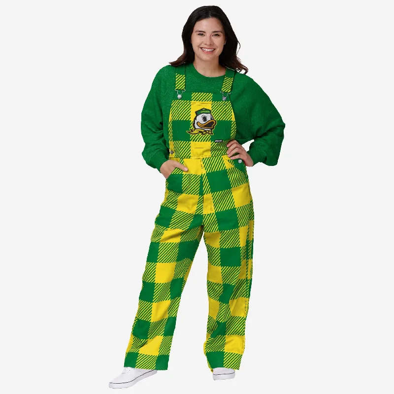 Oregon Ducks Womens Plaid Bib Overalls