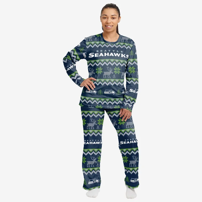 Seattle Seahawks Womens Ugly Pattern Family Holiday Pajamas