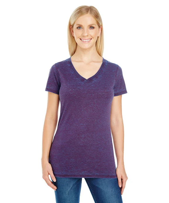 215B - Threadfast Apparel Ladies Cross Dye Short Sleeve V-Neck T-Shirt