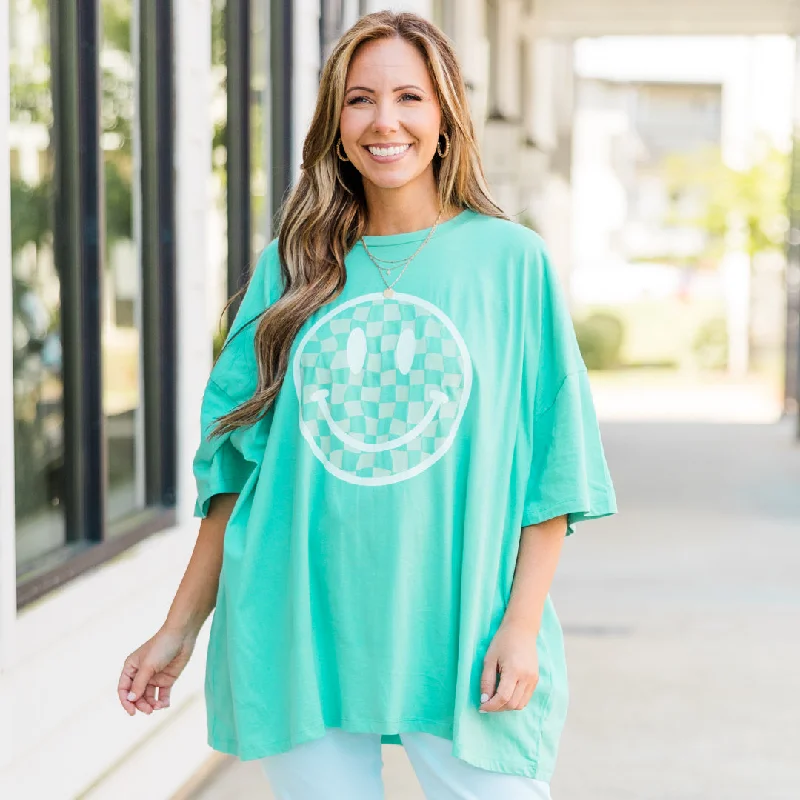 All Smiles Here Boyfriend Tee, Mint