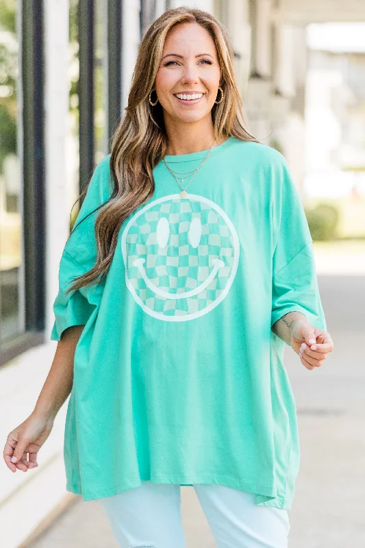 All Smiles Here Boyfriend Tee, Mint