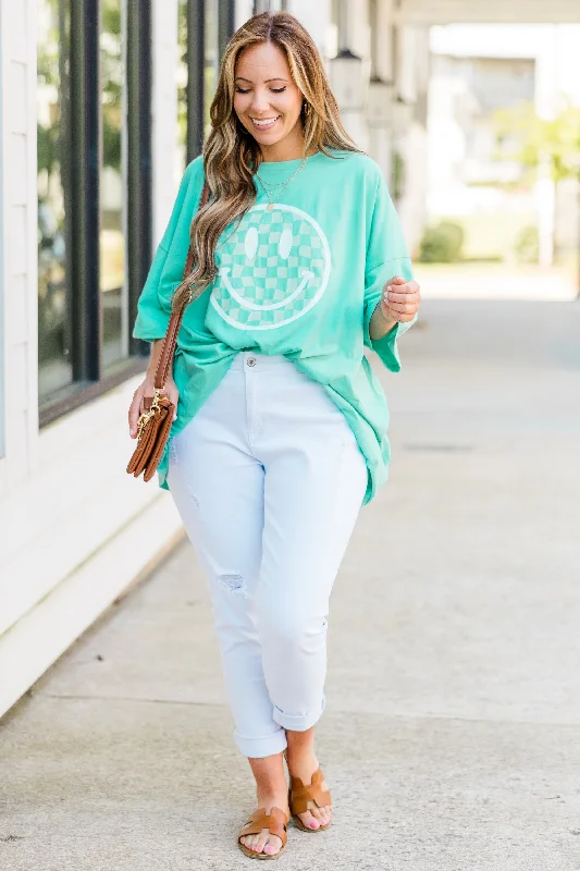 All Smiles Here Boyfriend Tee, Mint